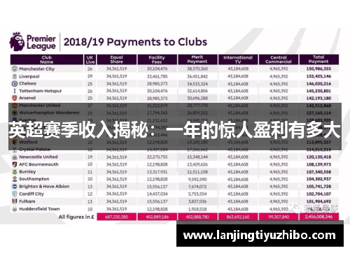 英超赛季收入揭秘：一年的惊人盈利有多大